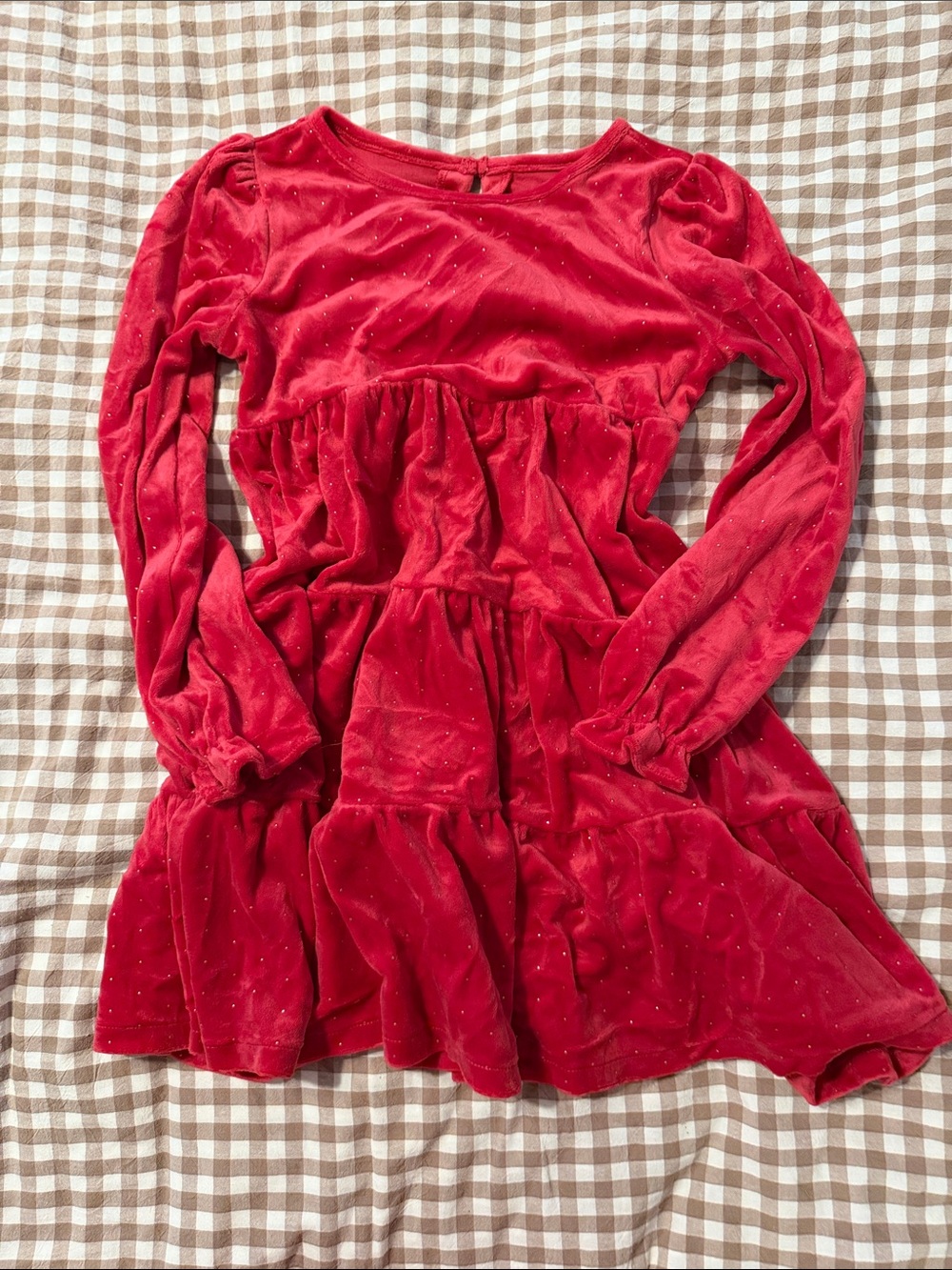 Tahari Red Velvet Tiered Long-Sleeve Dress for Girls